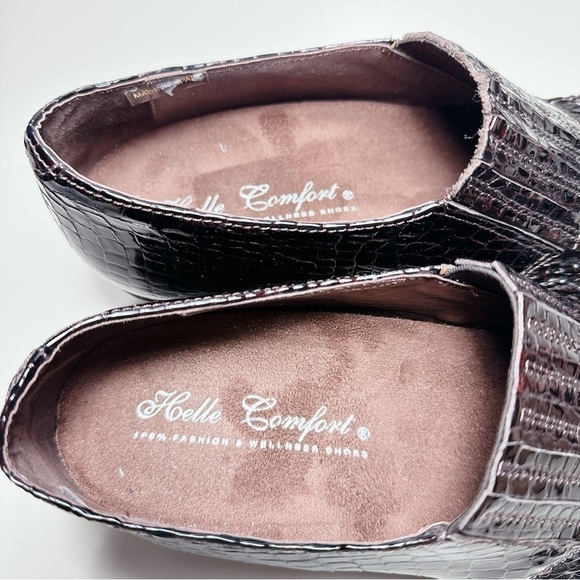 Helle Comfort Crocodile Mule Heel Shoes - Picture 8 of 15